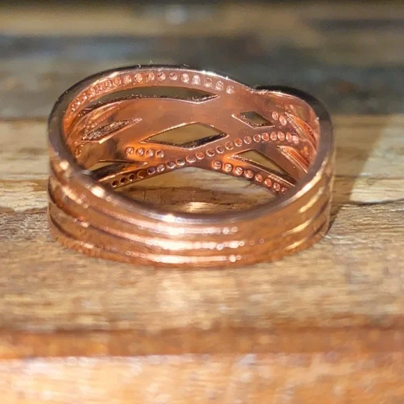 New Pandora Sparkling & Polished Lines ring 925-14k rose gold, CZs 2 sizes - Picture 5 of 10